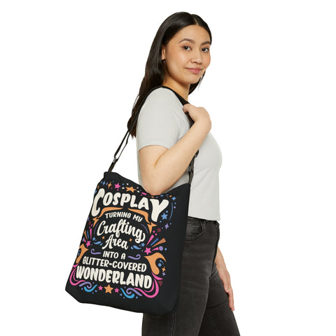 Cosplay Glitter-Covered Wonderland Adjustable Tote Bag   