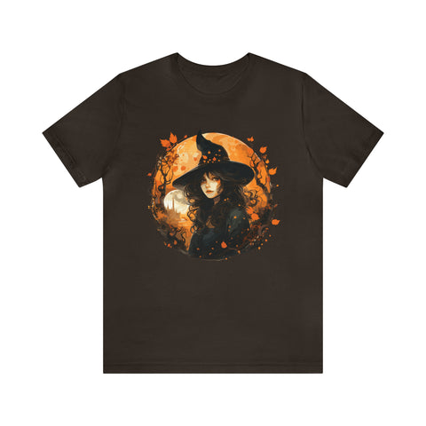 Unisex Autumn Witch T Shirt Brown S 