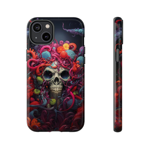 Psychedelic Skull & Tentacles Phone Case iPhone 14 Plus Glossy 