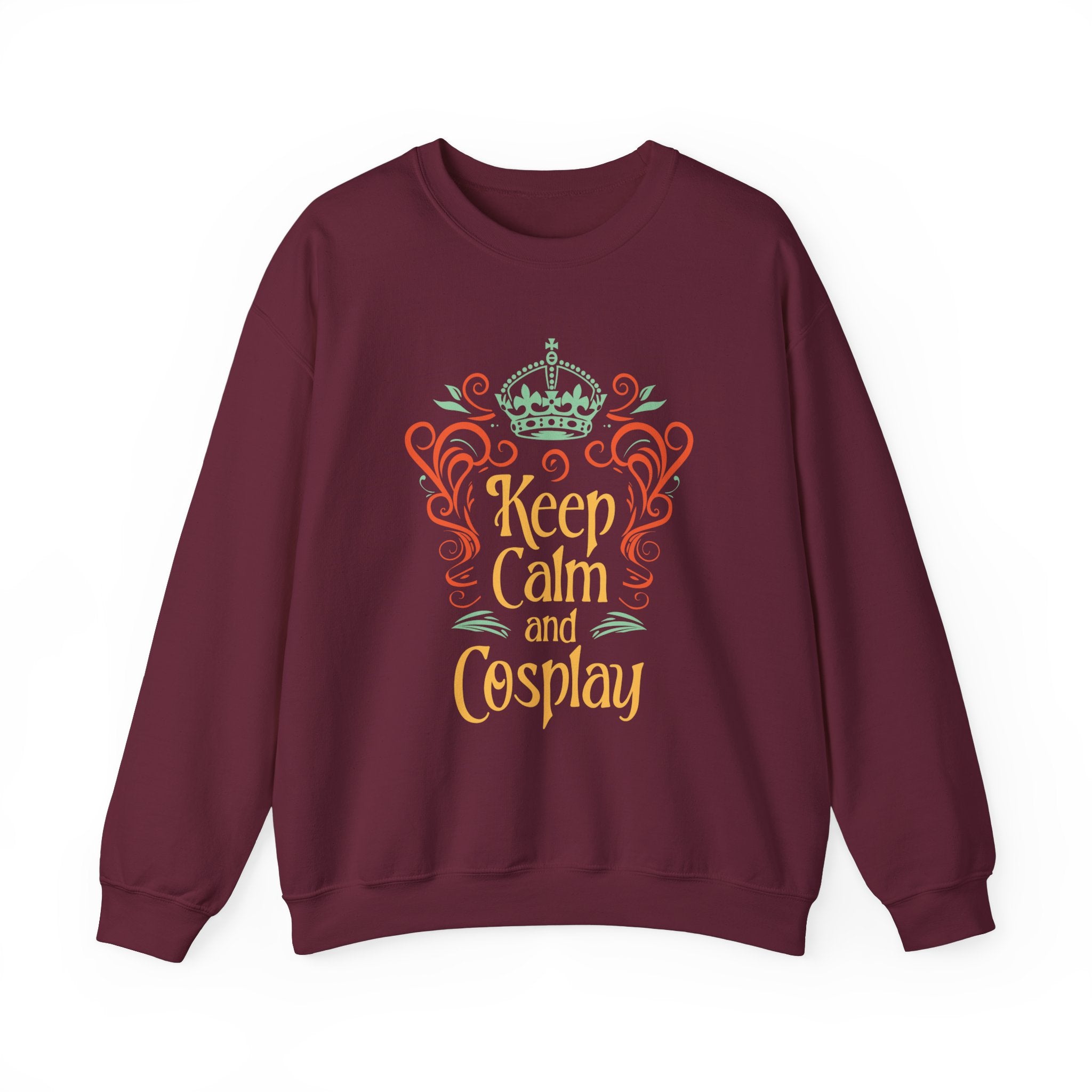 Unisex Keep Calm and Cosplay Sweatshirt S Maroon 