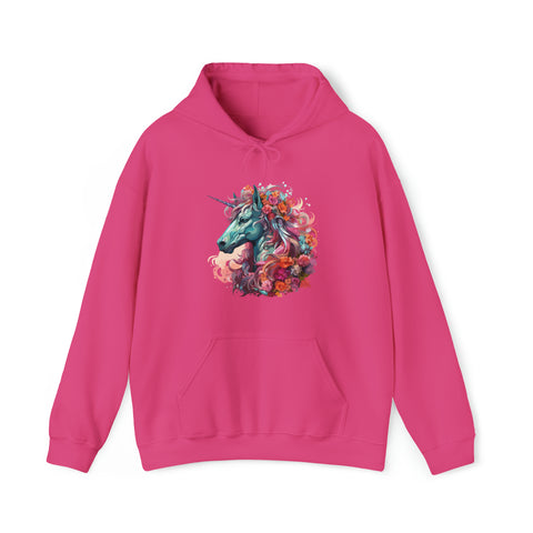 Unisex Unicorn Flowers Hoodie Heliconia S 