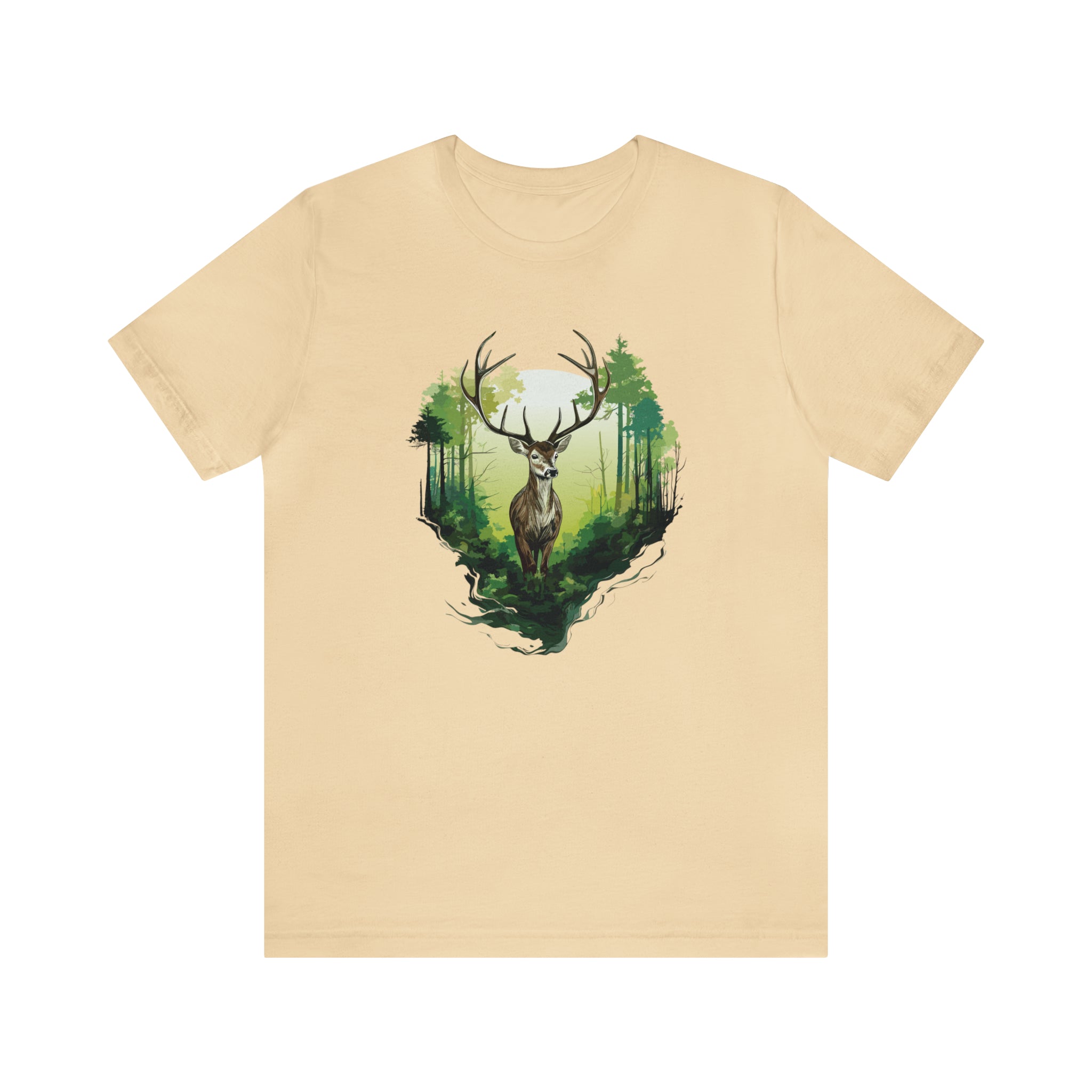 Unisex Forest Deer T Shirt Soft Cream S 