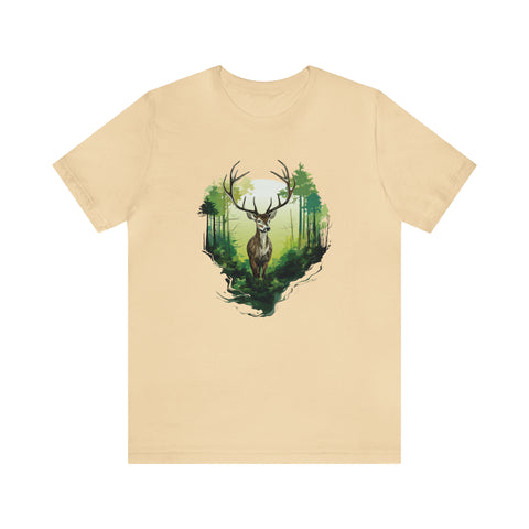 Unisex Forest Deer T Shirt Soft Cream S 