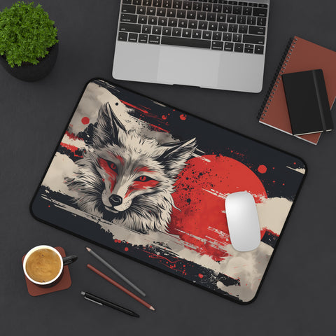 Red Moon Wolf Desk Mat   