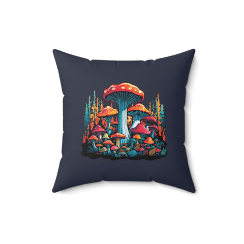 Orange Mushroom Forest Pillow 16" × 16"  