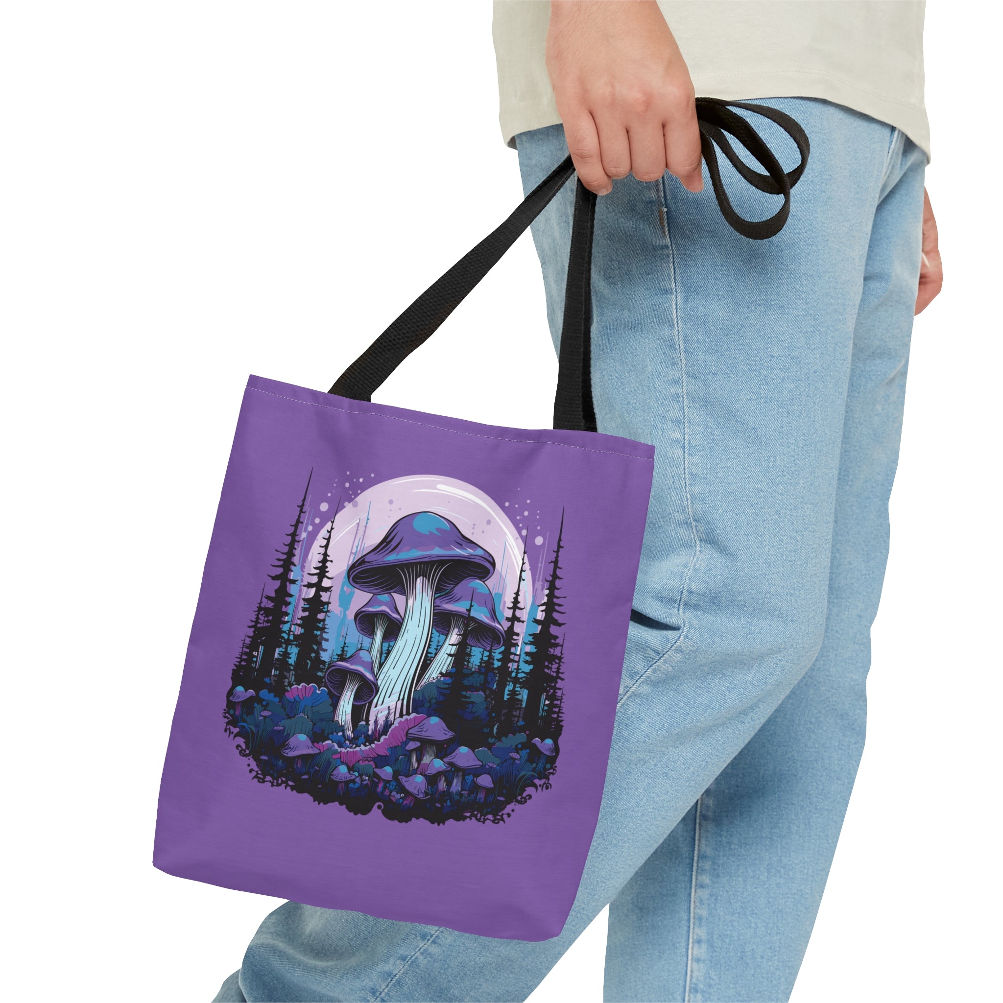 Purple Mushroom Forest Tote Bag   