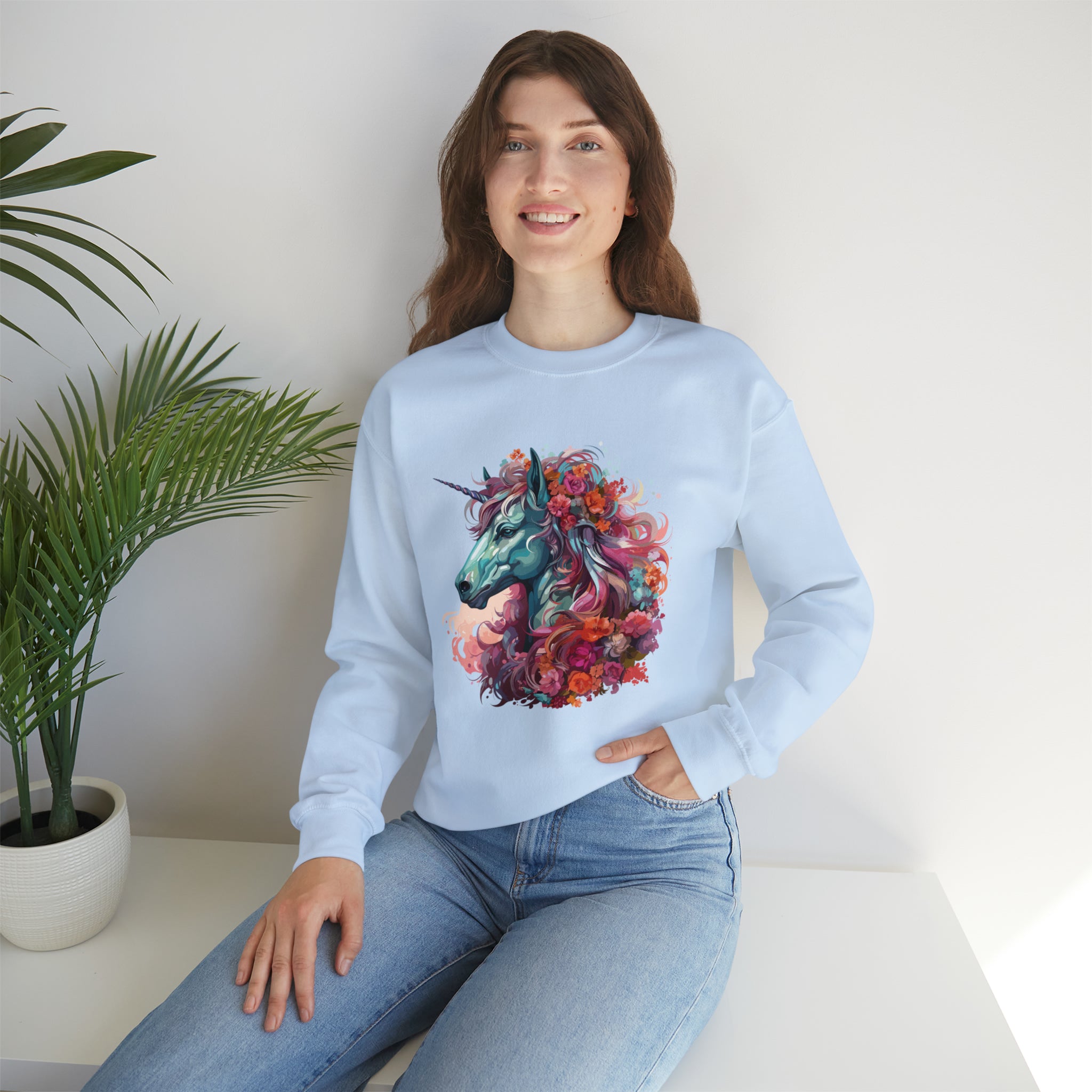 Unisex Unicorn Flowers Sweatshirt   