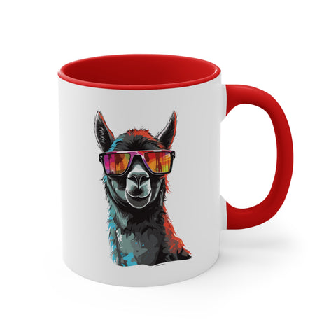 11oz Black Llama Sunglasses Coffee Mug   