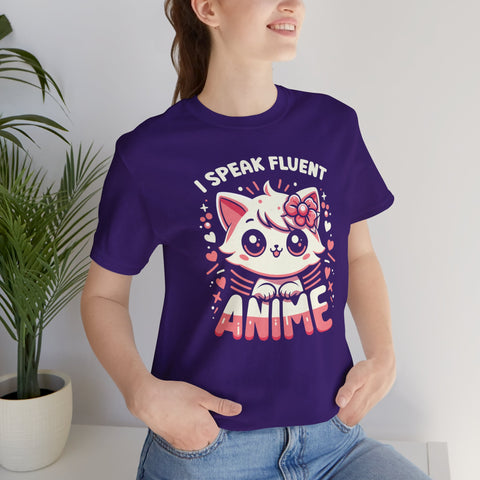 Unisex I Speak Fluent Anime Cute Cat T Shirt   