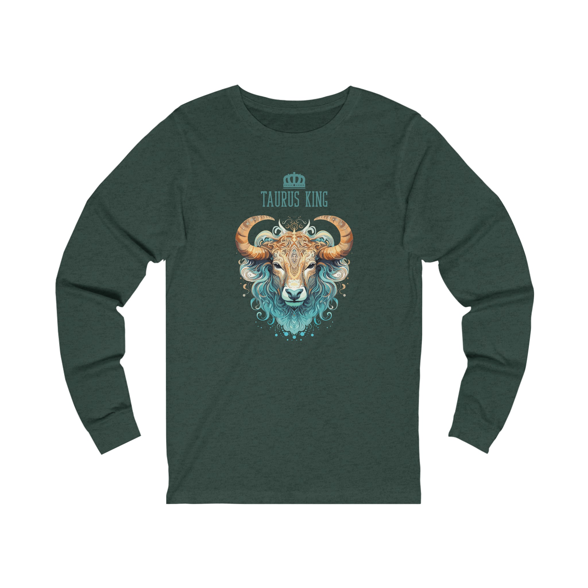 Mens Taurus King Long Sleeve T Shirt S Heather Forest 