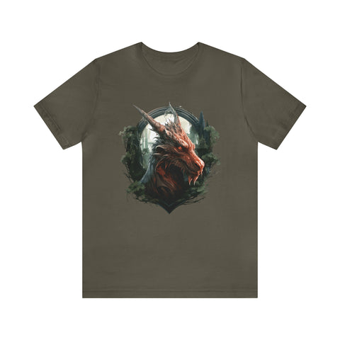 Unisex Dragon Face T Shirt Army S 