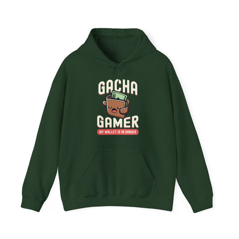 Unisex Gacha Gamer My Wallet is in Trouble Hoodie Forest Green S 