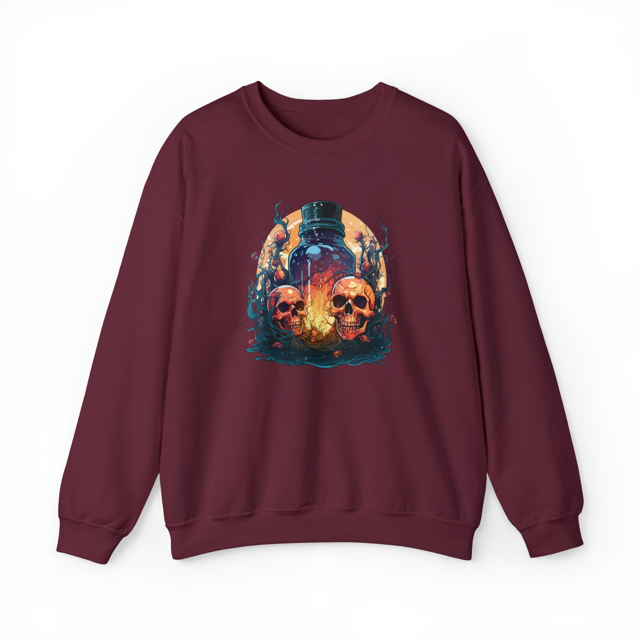 Unisex Magic Potion & Skulls Sweatshirt S Maroon 