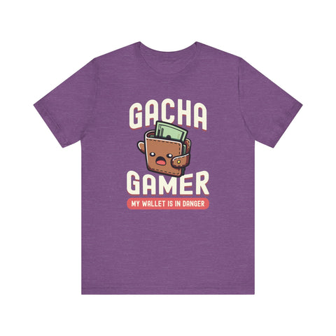 Unisex Gacha Gamer My Wallet is in Trouble T Shirt Heather Team Purple S 