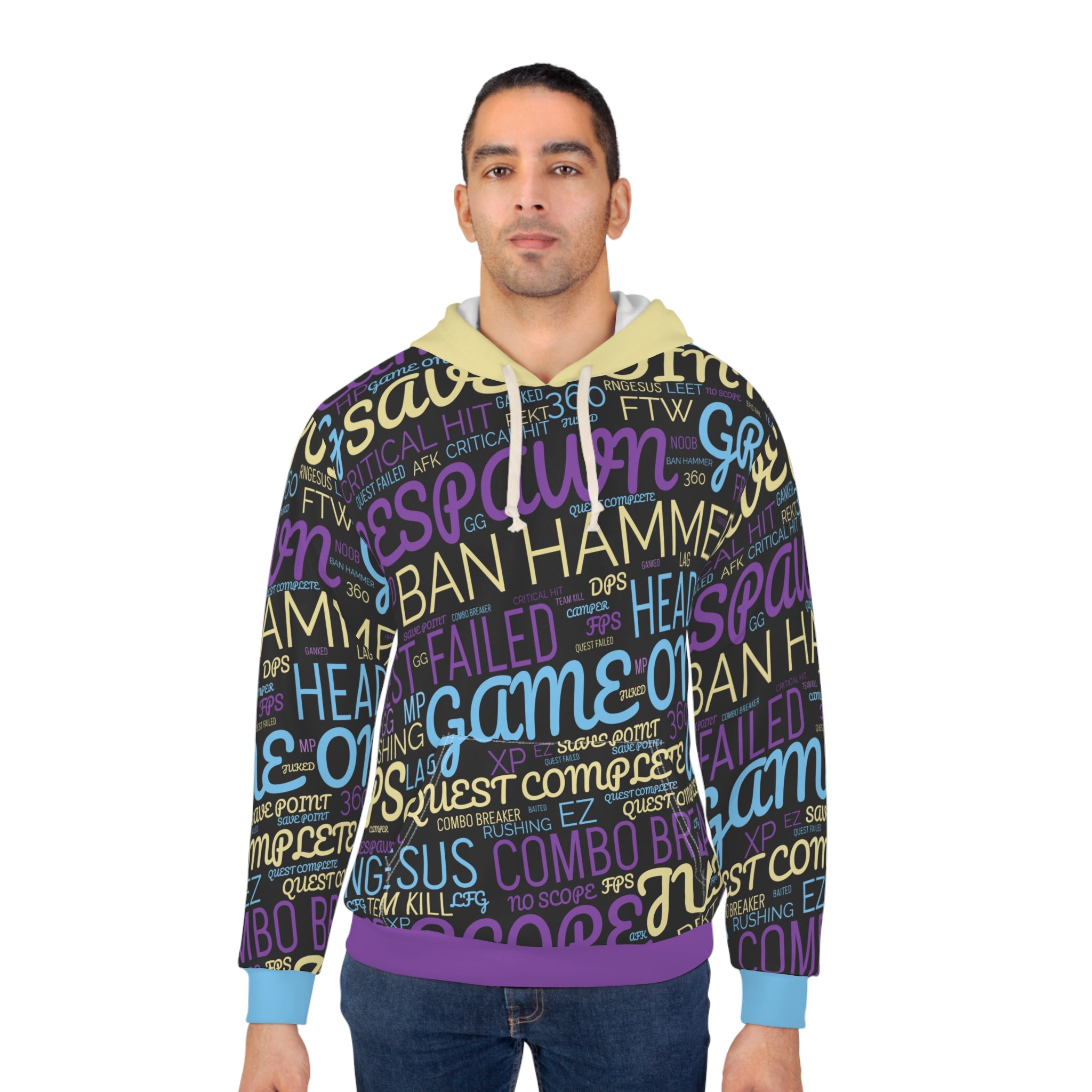 Unisex Gaming Words All Over Print Hoodie   