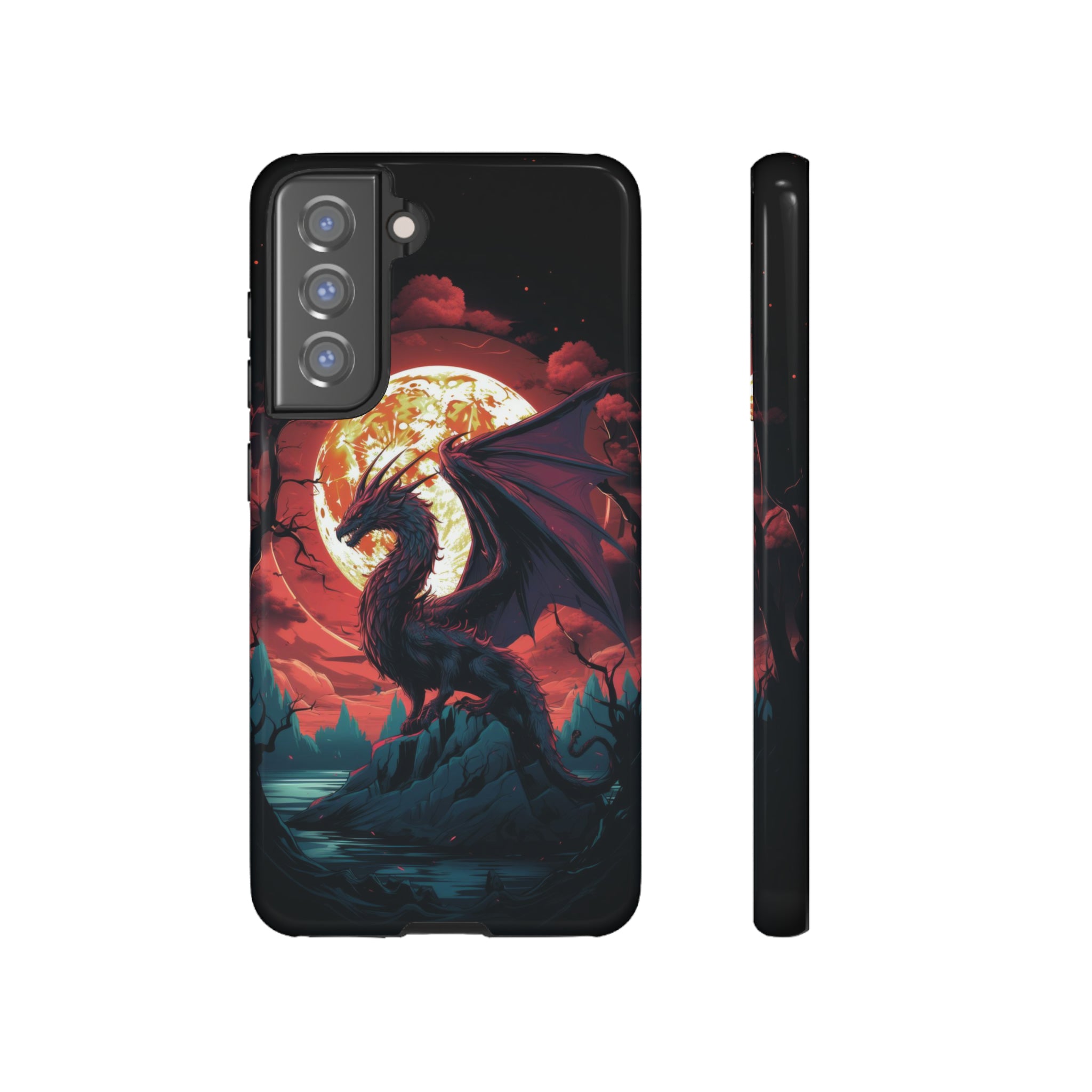 Dragon Fiery Moonlight Phone Case Samsung Galaxy S21 FE Glossy 