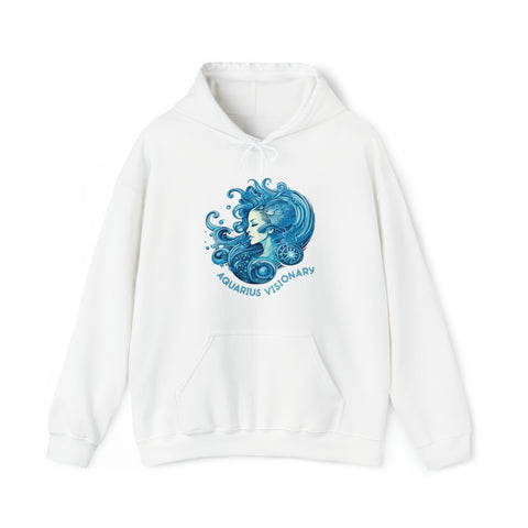 Unisex Aquarius Visionary Hoodie White S 