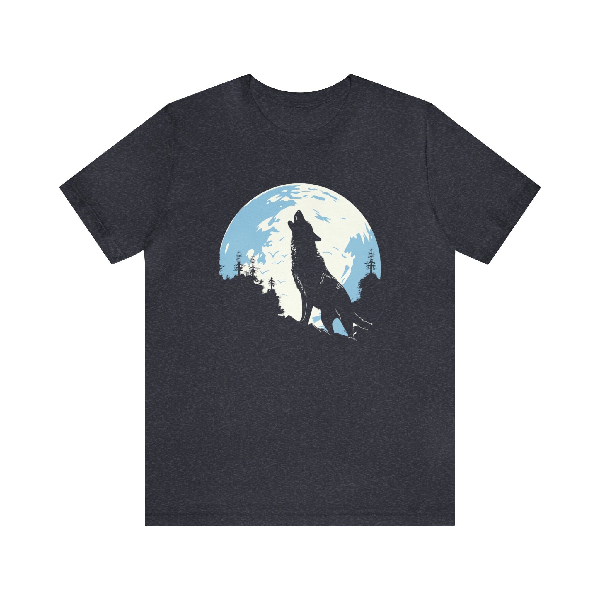 Unisex Howling Wolf T Shirt Heather Navy S 