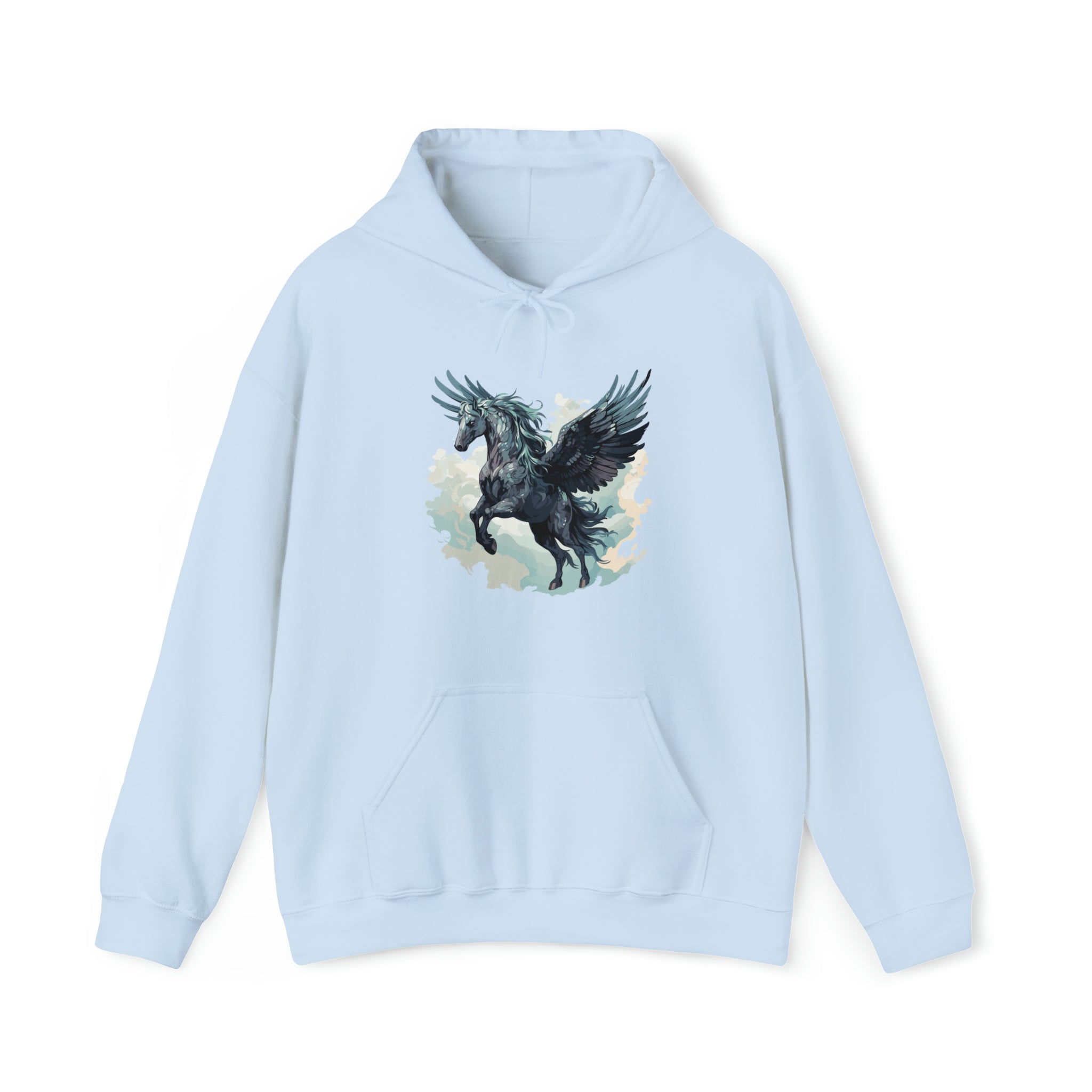 Unisex Majestic Pegasus Hoodie Light Blue S 