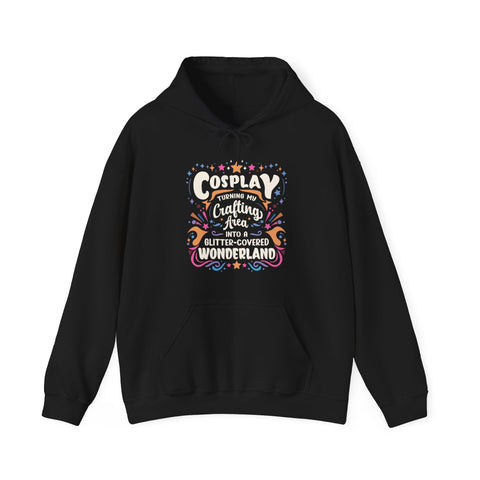 Unisex Cosplay Glitter-Covered Wonderland Hoodie Black S 