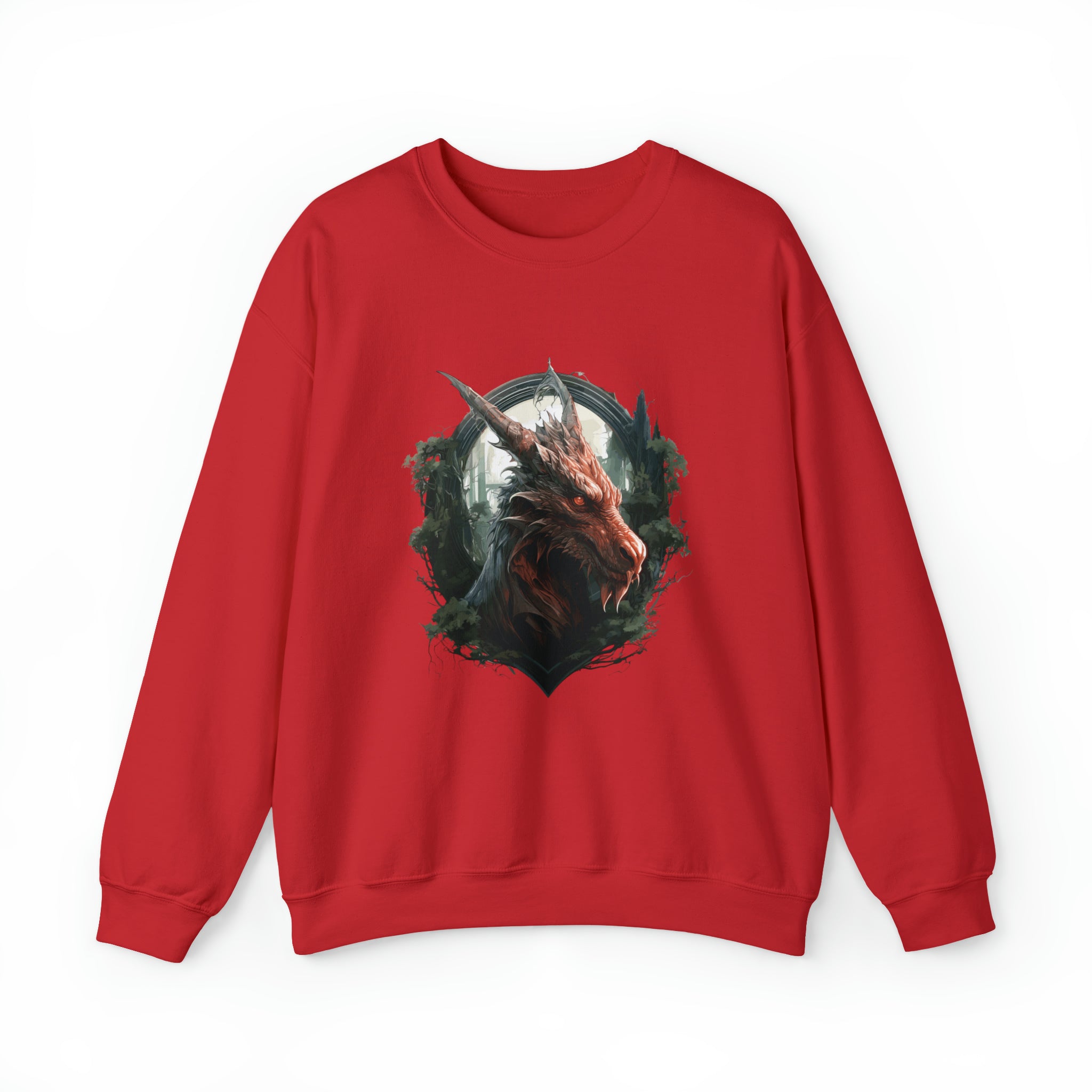 Unisex Dragon Face Sweatshirt S Red 