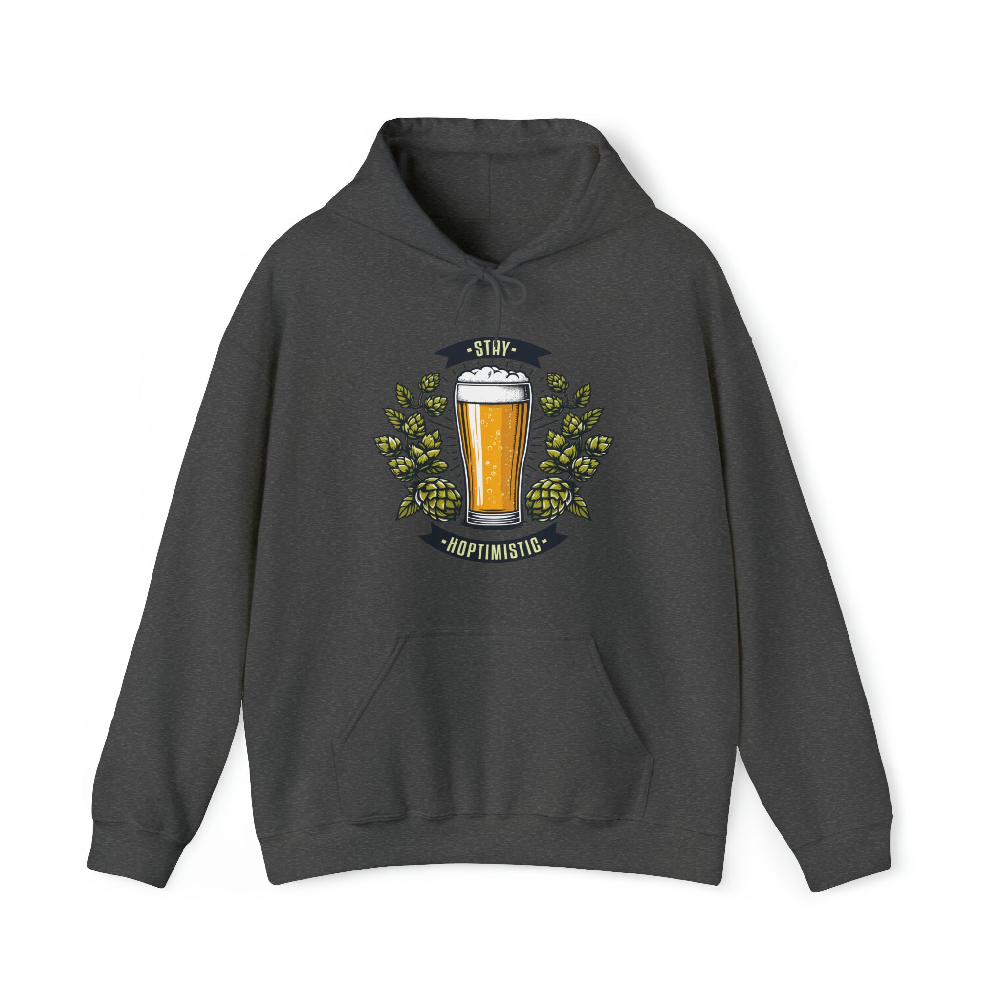 Unisex Stay Hoptimistic Hoodie Dark Heather S 