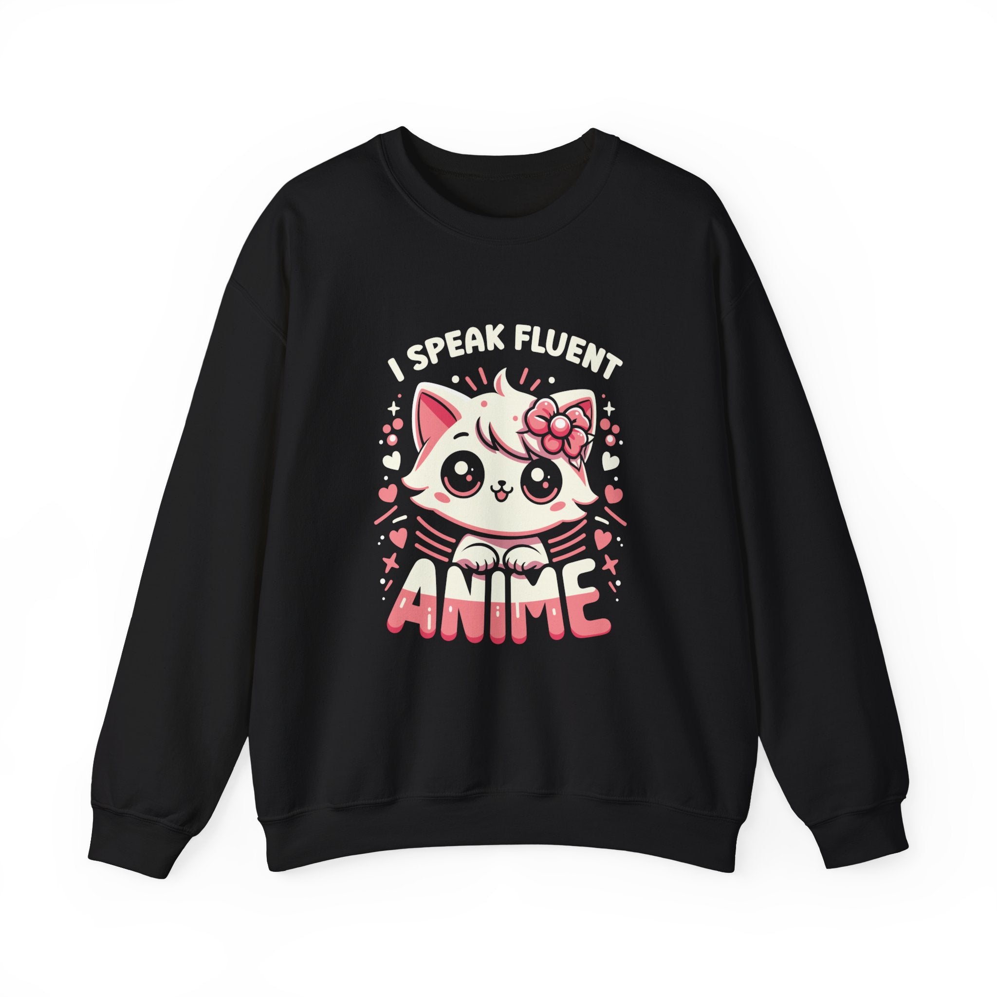 Unisex I Speak Fluent Anime Cute Cat Sweatshirt S Black 