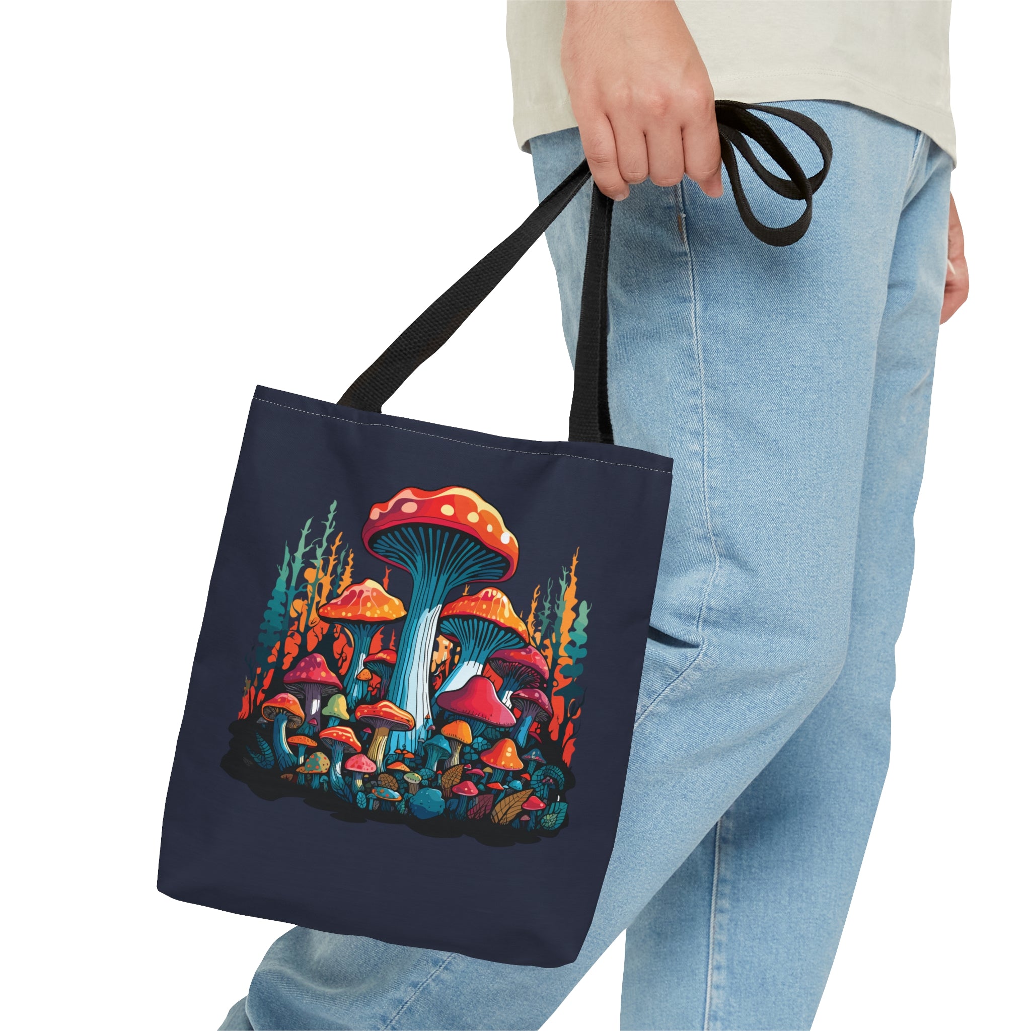 Orange Mushroom Forest Tote Bag   