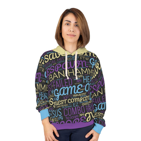 Unisex Gaming Words All Over Print Hoodie   