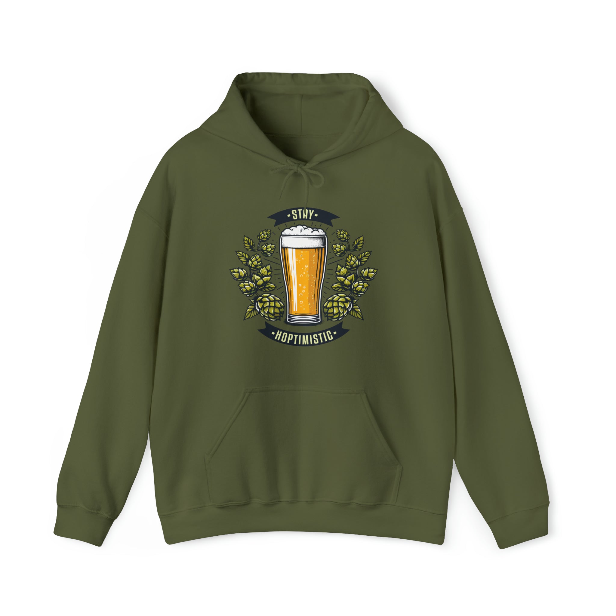 Unisex Stay Hoptimistic Hoodie Military Green S 