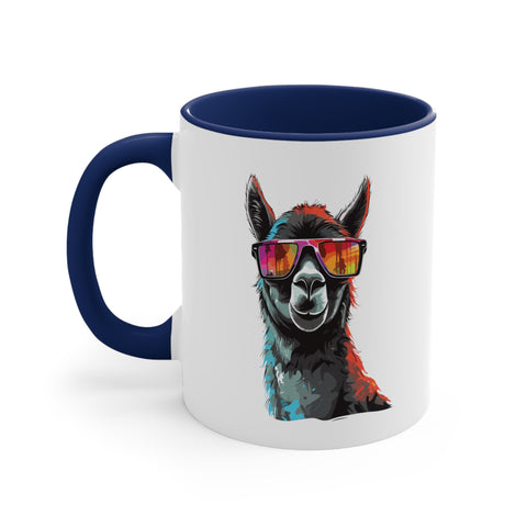 11oz Black Llama Sunglasses Coffee Mug 11oz Navy 