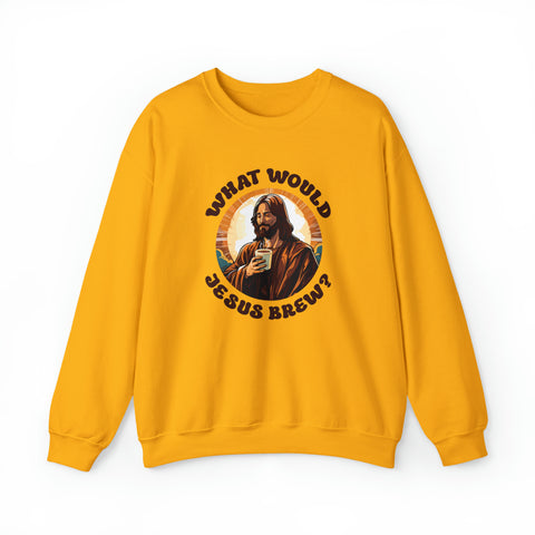 Unisex What Would Jesus Brew Coffee Sweatshirt S Gold 