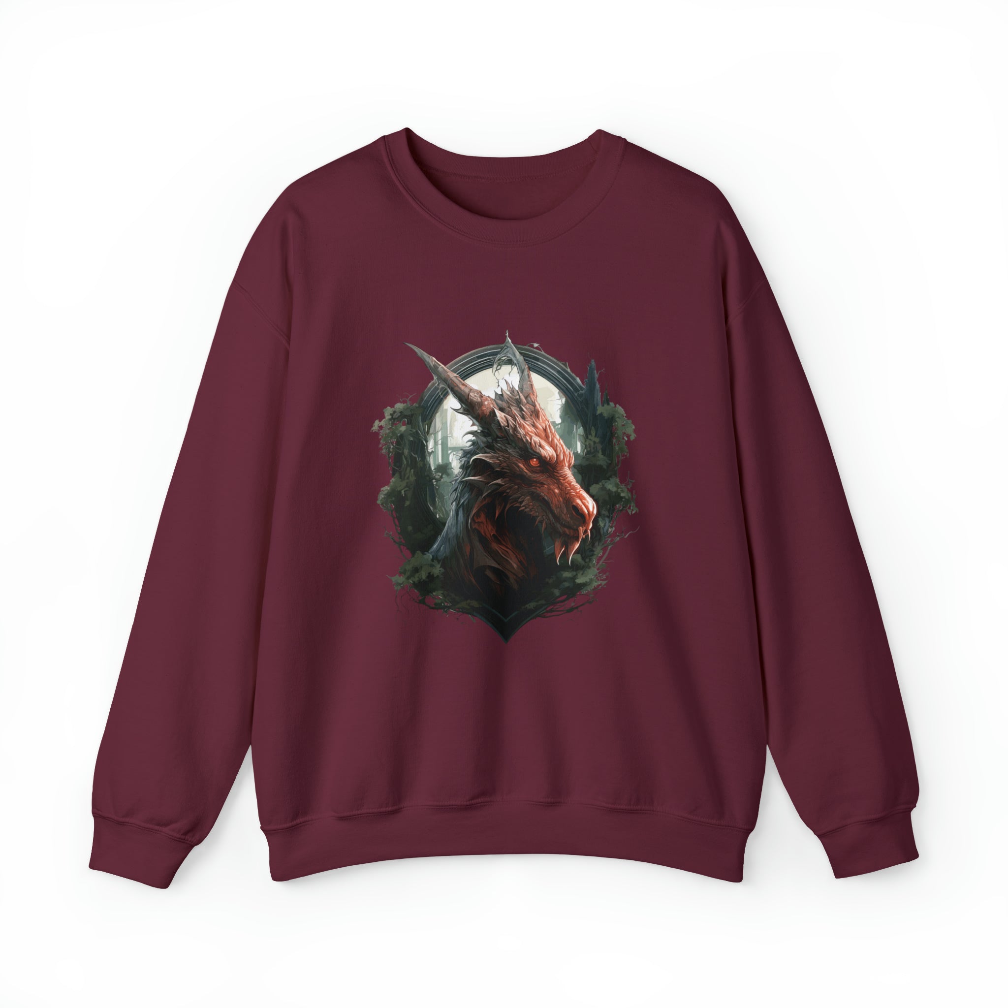 Unisex Dragon Face Sweatshirt S Maroon 