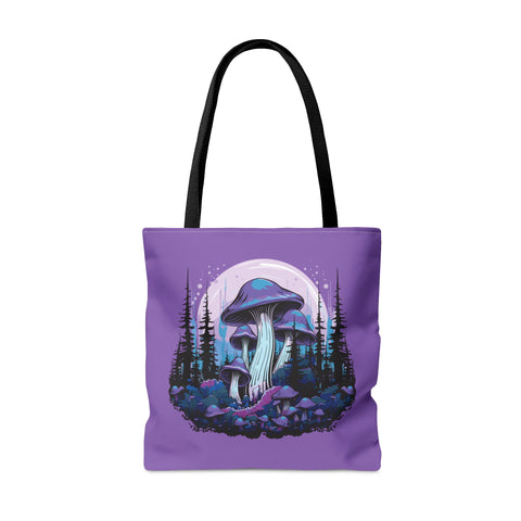 Purple Mushroom Forest Tote Bag   