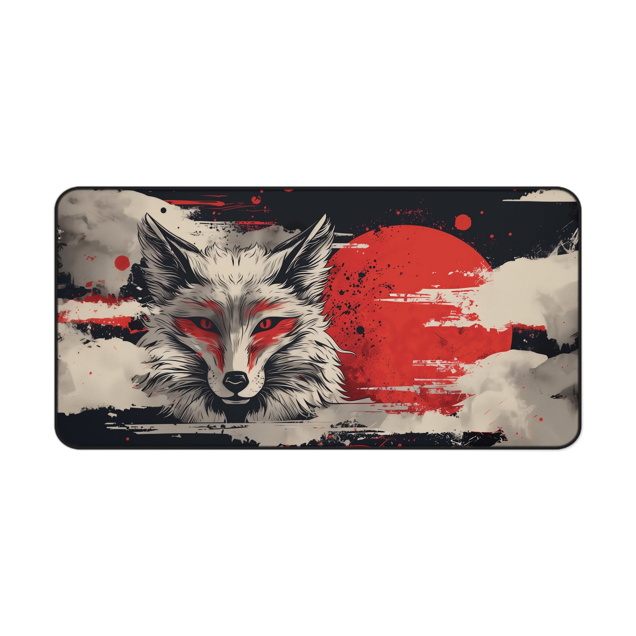 Red Moon Wolf Desk Mat 15.5" × 31"  