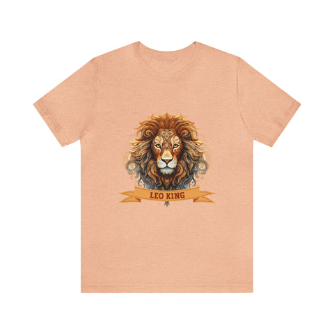 Mens Leo King T Shirt Heather Peach S 