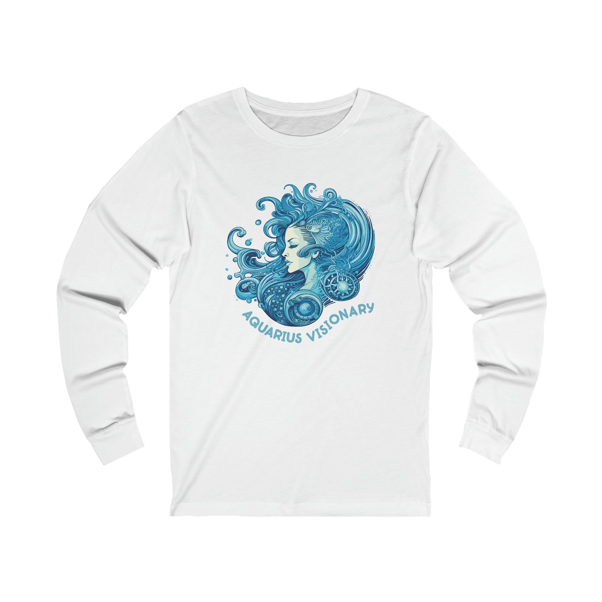 Unisex Aquarius Visionary Long Sleeve T Shirt S White 