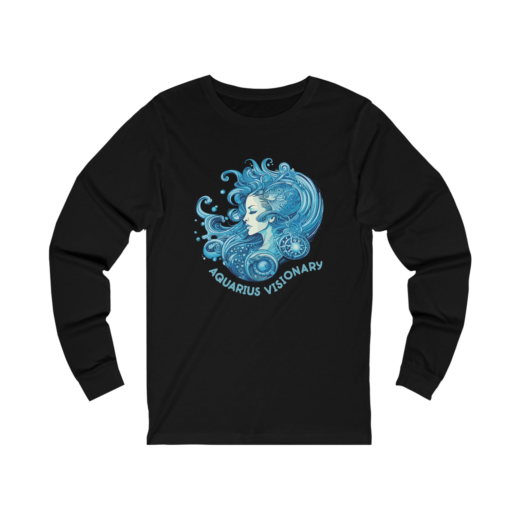 Unisex Aquarius Visionary Long Sleeve T Shirt S Black 