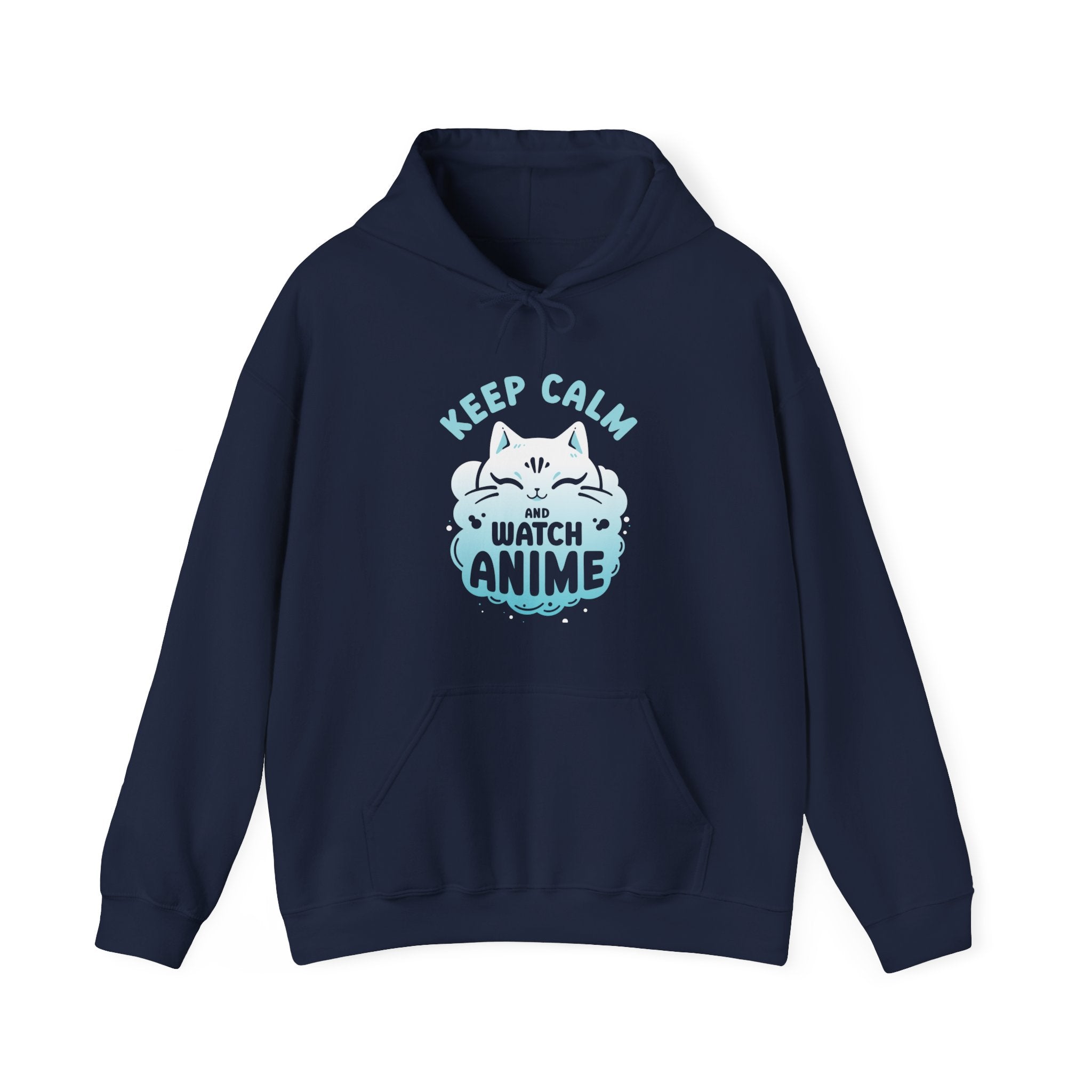 Unisex Keep Calm and Watch Anime Hoodie Navy S 