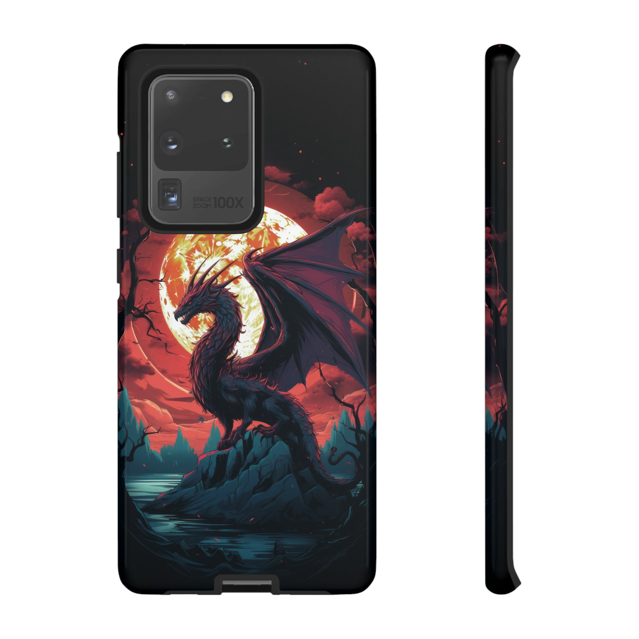 Dragon Fiery Moonlight Phone Case Samsung Galaxy S20 Ultra Glossy 