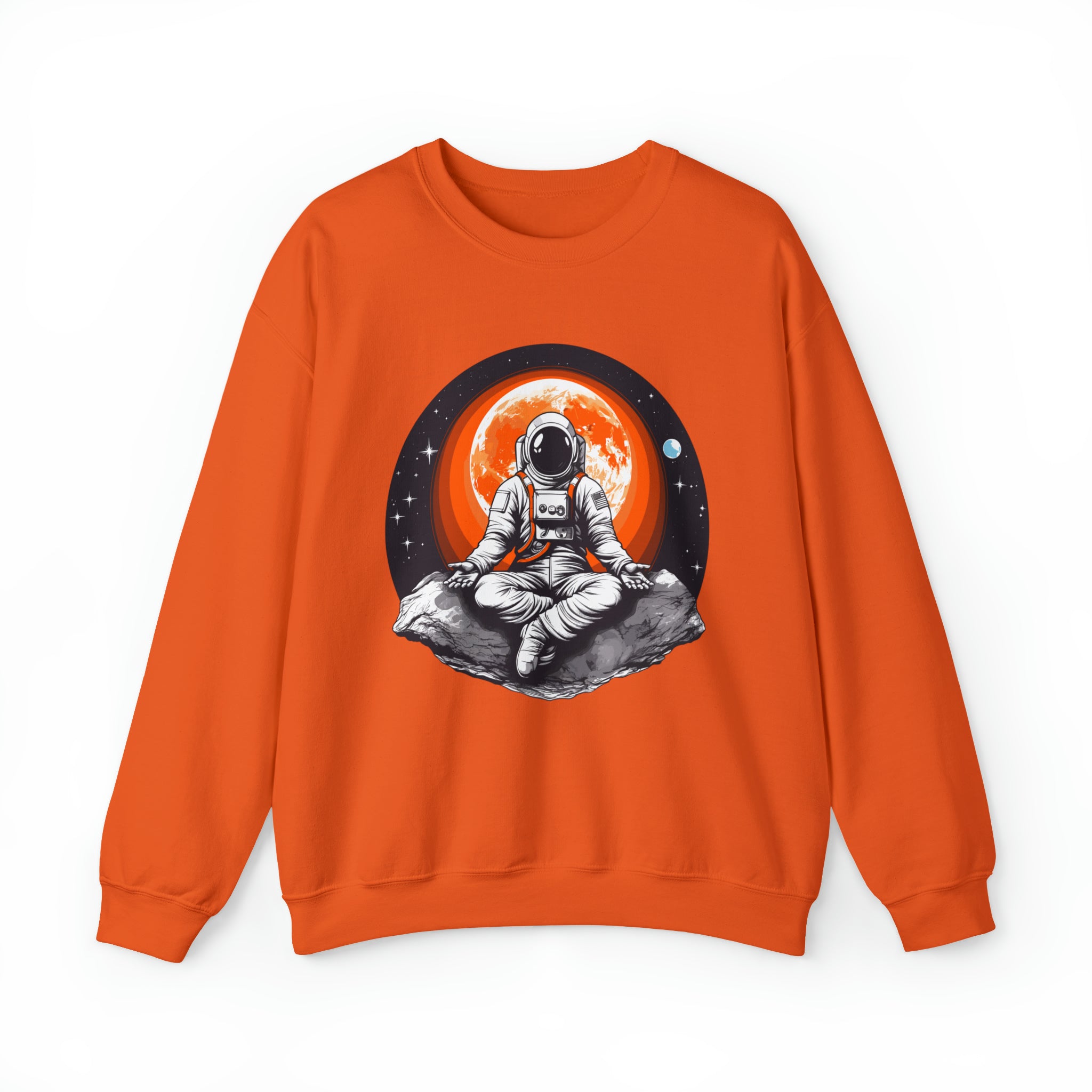 Unisex Meditating Astronaut Sweatshirt S Orange 