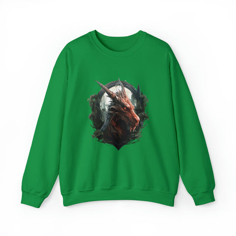 Unisex Dragon Face Sweatshirt S Irish Green 