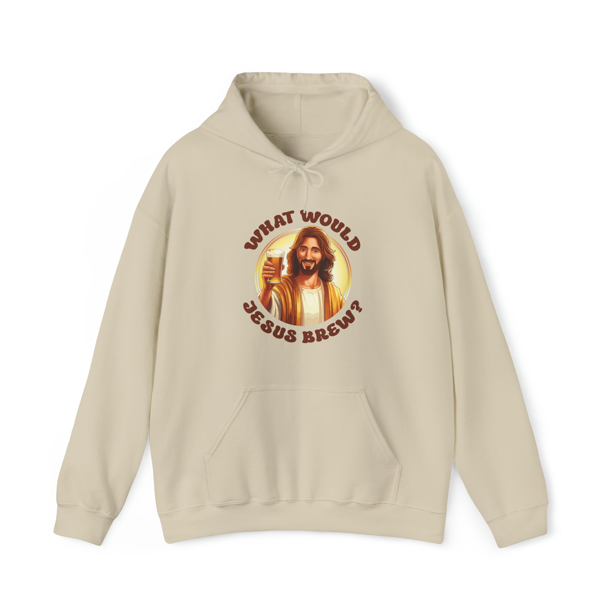 Unisex What Would Jesus Brew Beer Hoodie Sand S 