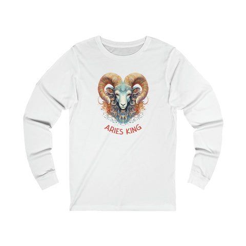 Mens Aries King Long Sleeve T Shirt S White 