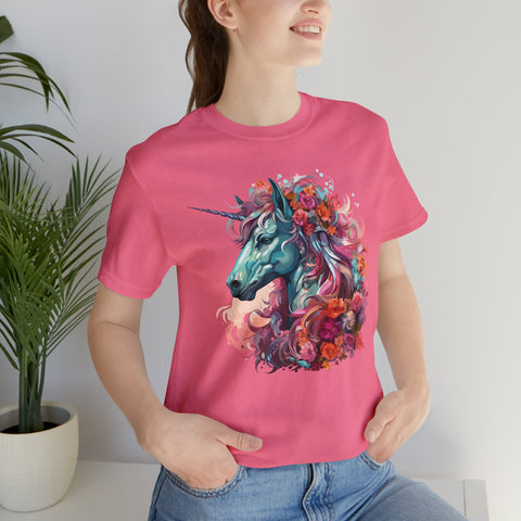 Unisex Unicorn Flowers T Shirt   