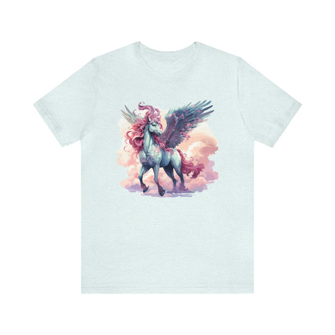 Unisex Pegasus Clouds T Shirt Heather Ice Blue S 