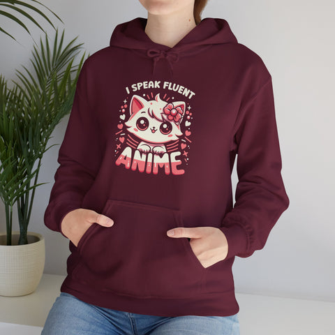 Unisex I Speak Fluent Anime Cute Cat Hoodie   