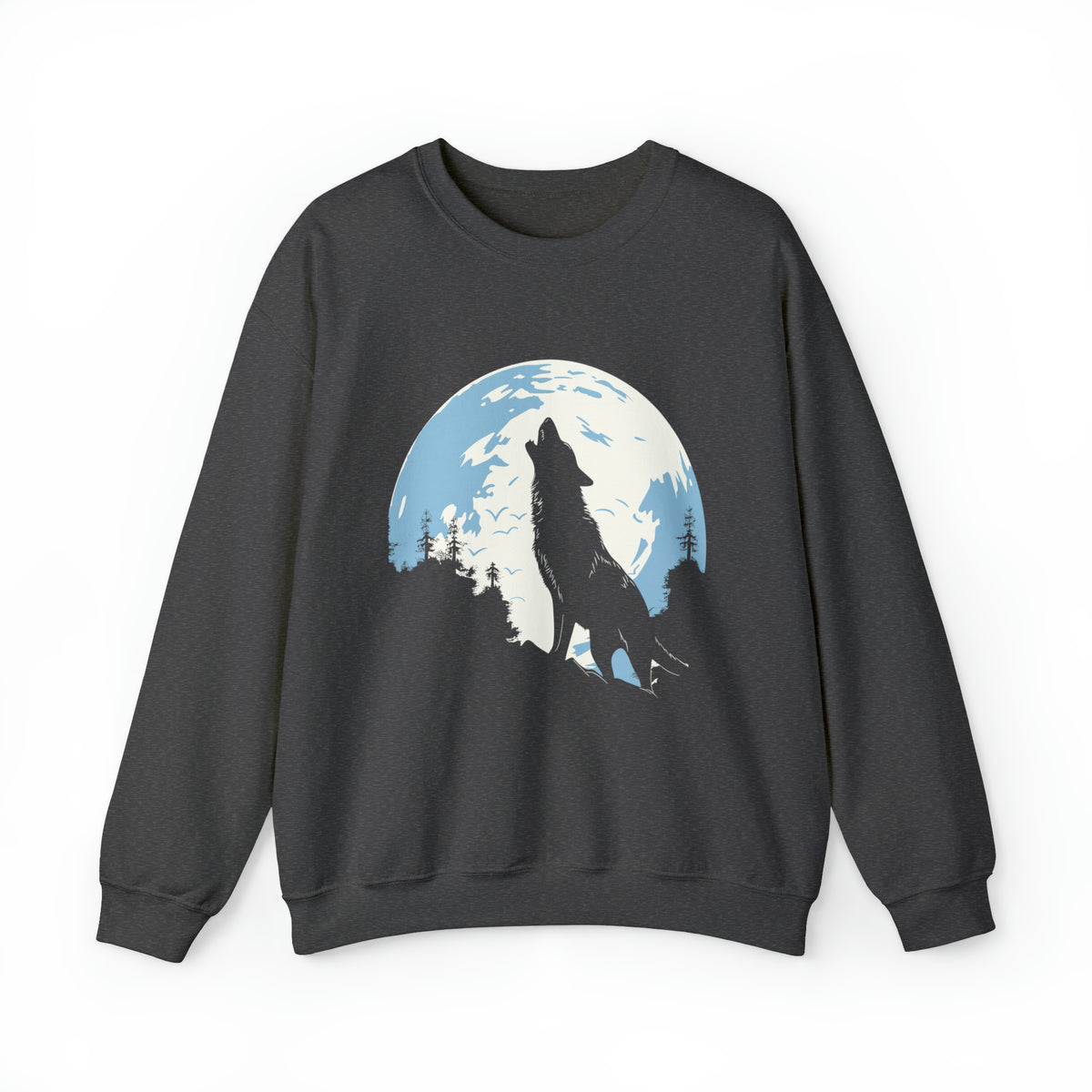 Unisex Howling Wolf Sweatshirt S Dark Heather 