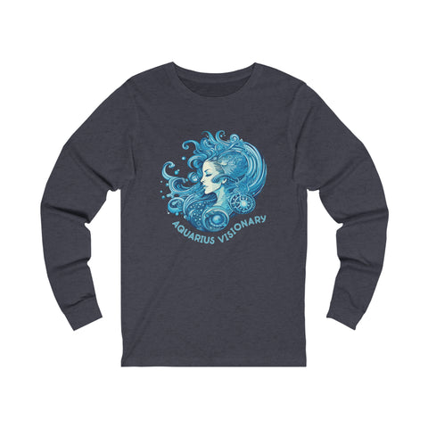 Unisex Aquarius Visionary Long Sleeve T Shirt S Heather Navy 