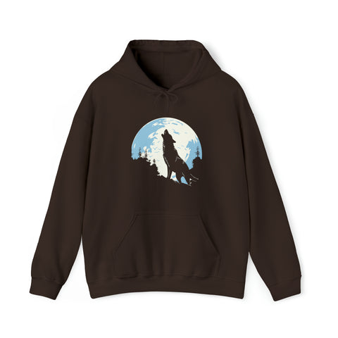 Unisex Howling Wolf Hoodie Dark Chocolate S 